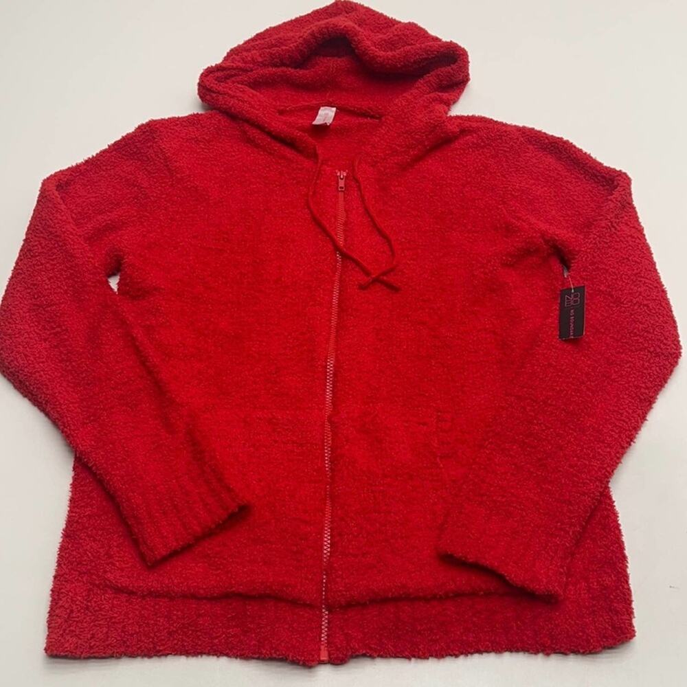 NO BO Juniors XXL Red Fuzzy Terry Cloth Sweatshirt